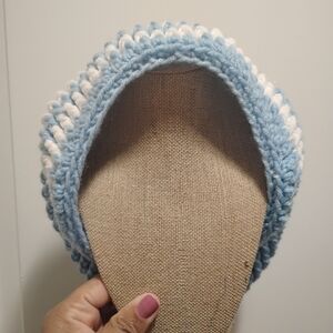 Handmade Blue and White Knit Beanie